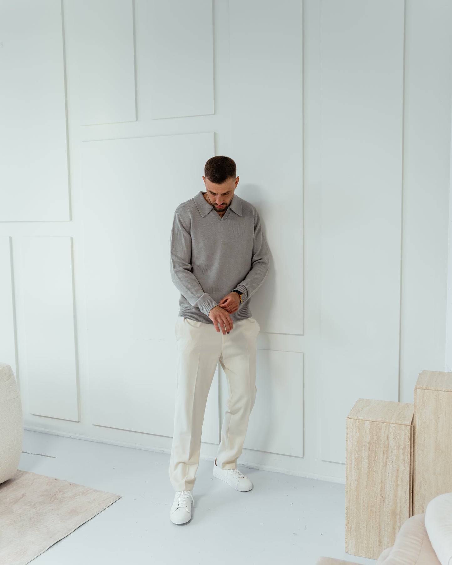 Men's V Neck Polo Pullover