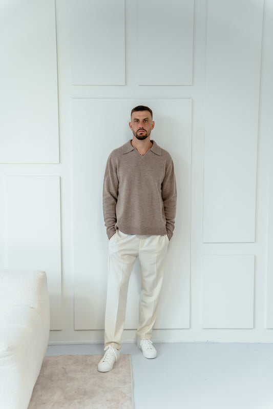 Men's V Neck Polo Pullover