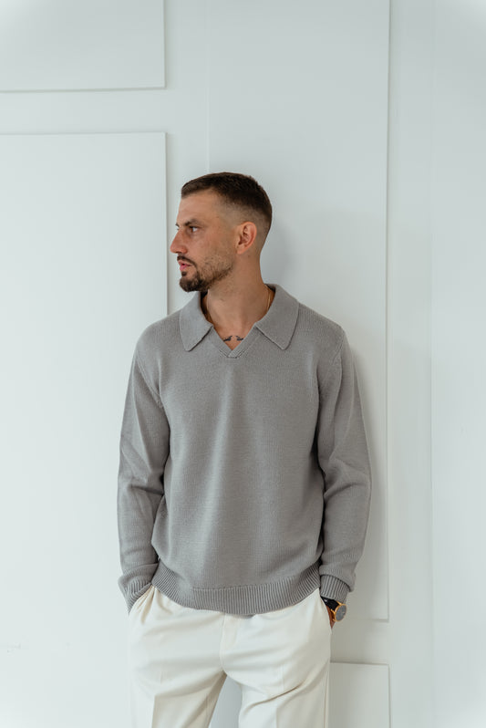 Men's V Neck Polo Pullover